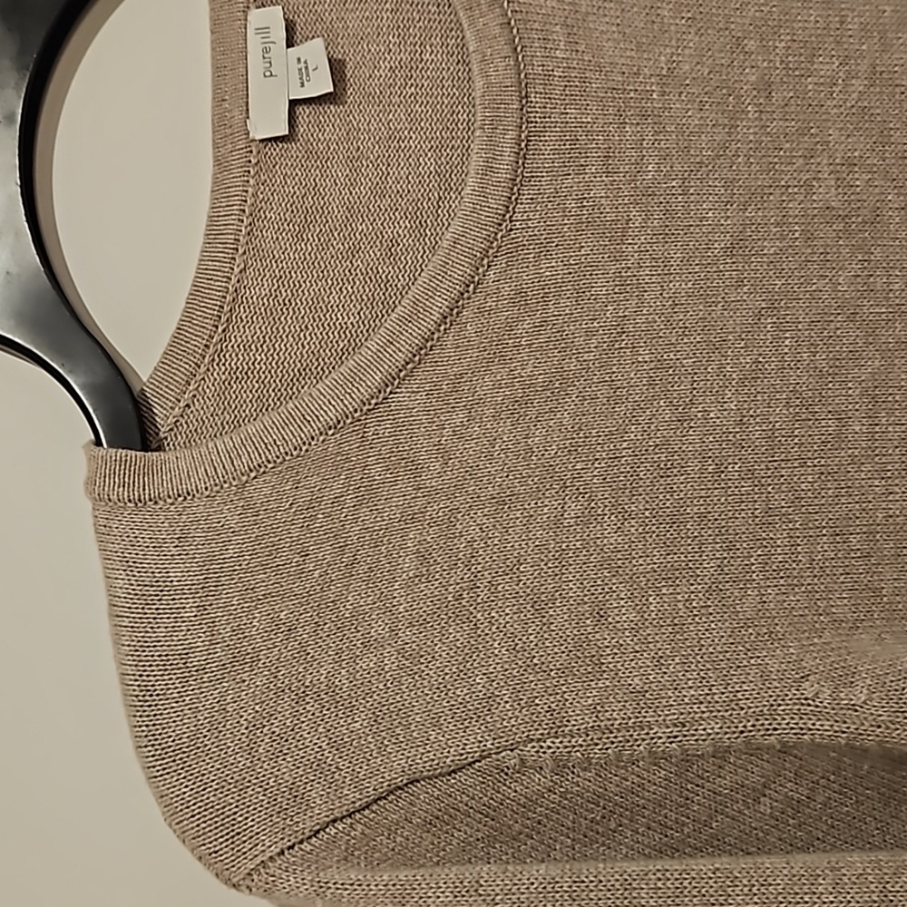 purejill crewneck cashmere blend long sleeve sweater zipper front pocket Large - Picture 4 of 8